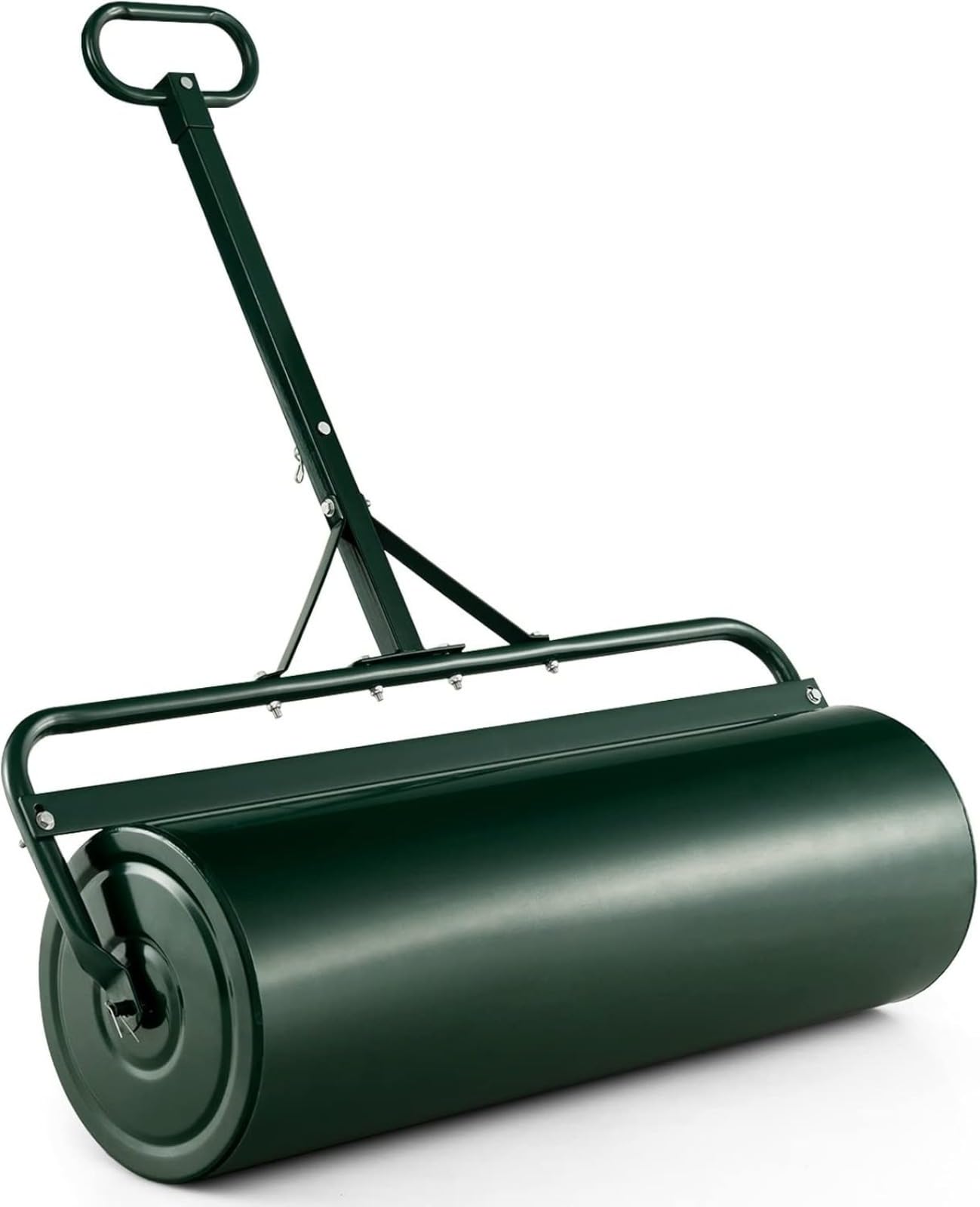 Rodillo de césped de jardín, rodillo de césped relleno de arena con tapón de drenaje extraíble y barra rascadora, herramienta de metal resistente para césped