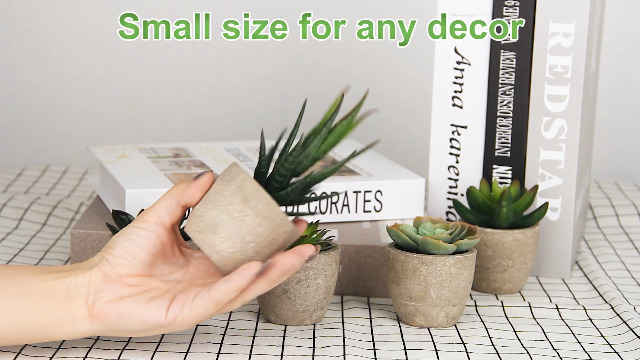 Zhuge Artificial Succulents In Cement Pots W/Hanging Leg, Fake - View #12