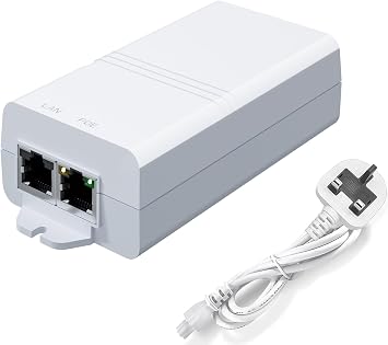 10 Gigabit PoE Injector 30W Power Supply, Active PoE+ Power Injector Adapter with 2 Mounting Tabs for Security IP Camera, Wireless AP, IP Phone, IoT