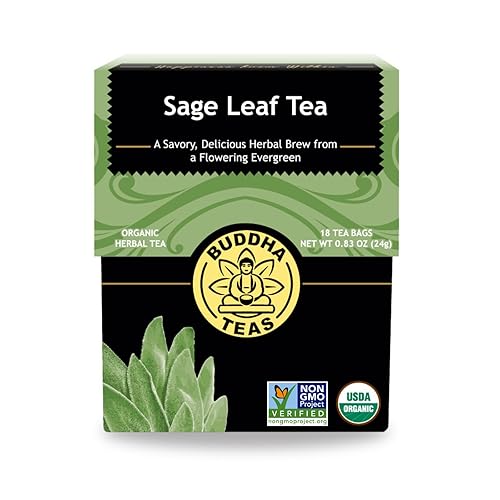 Buddha Teas Té orgánico de hojas de salvia OU Kosher USDA orgánico CCOF orgánico 18 bolsas de té sin blanqueador
