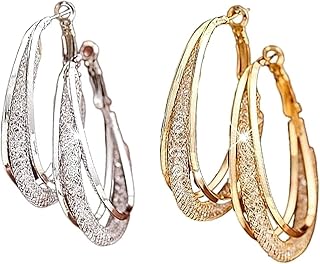 2Pairs Lymphatic Oval Earrings for Women Lymphatic Drainage Earrings Gold Hoop Earrings Oval Statement Earrings Lymphatic Activity Earrings Crystal Prom Earrings for Girls