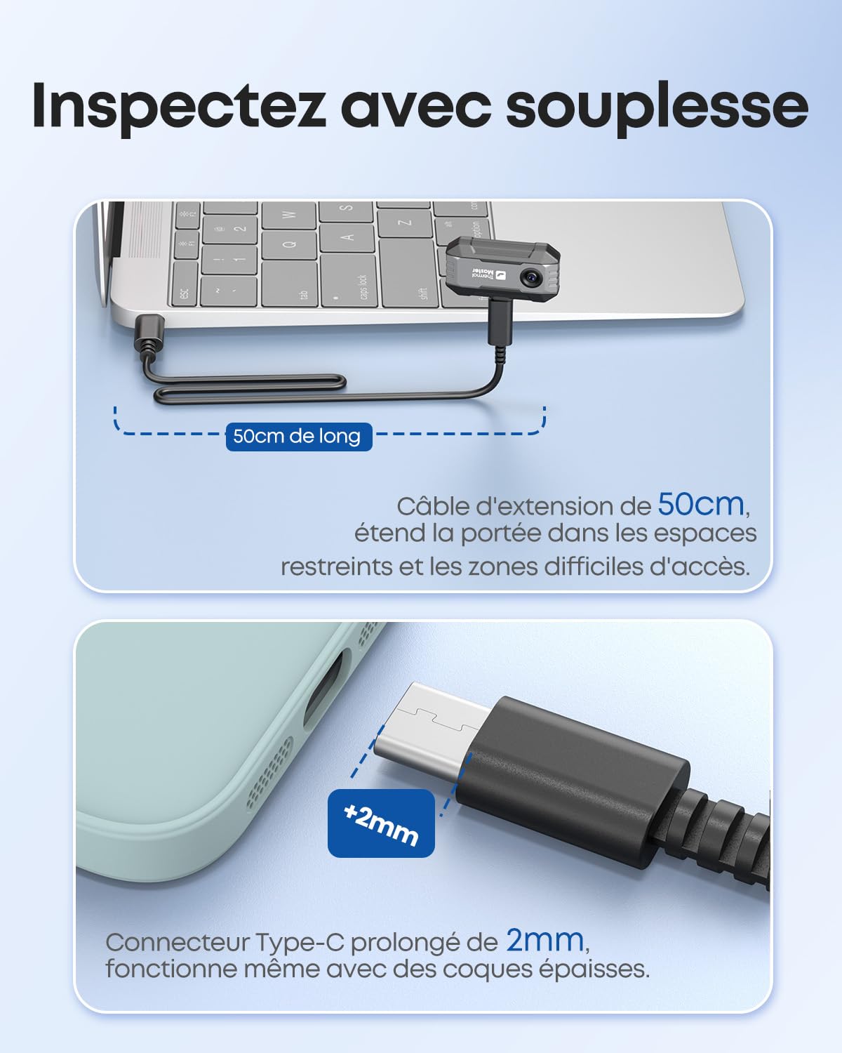 Caméra thermique Thermal Master P1 pour iPhone 15/16 et Android Caméra infrarouge Thermocaméras avec résolution X³ IR 320x240, -20℃-600℃ Inspection de maison 15x Zoom