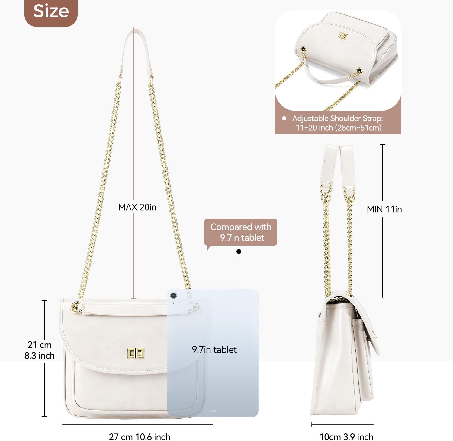Peacocktion Crossbody Purses for Women Trendy Designer Vegan Leather Ladies Shoulder Bags with Chain