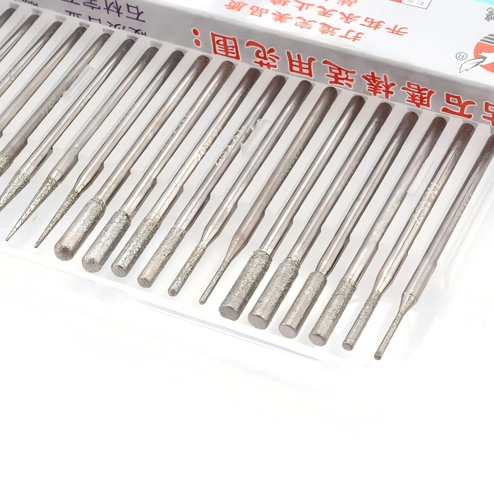 Wolfride 30Pcs Diamond Burr Set Diamond Drill Bit 2.35mm Shank for Gemstone, Sea Shell, Glass, Ceramic, Metal — Amazon image 8