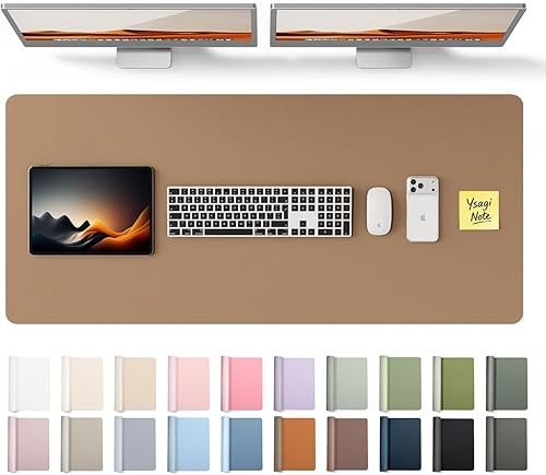 Miniatura 67 de YSAGi Protector de escritorio de piel, alfombrilla de oficina, alfombrilla grande para ratón, alfombrilla antideslizante de piel sintética, Azul