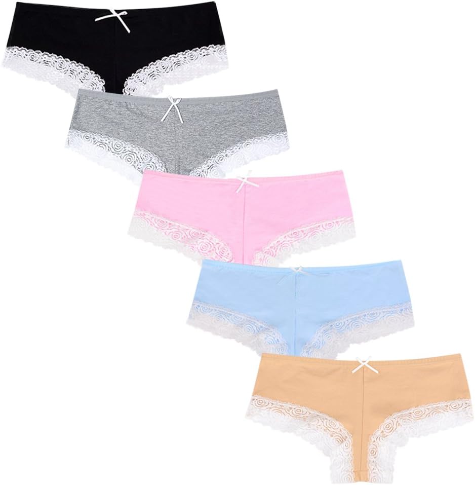 Women's Sexy Thongs Lace Underwear Cotton Thong Briefs Soft Panties Hipster Women's Set - - L