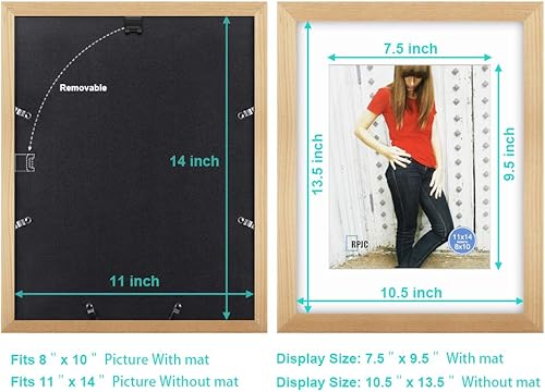 Miniatura 4 de RPJC Marco de fotos, hecho de madera maciza, cristal de alta definición, sin soporte RJ00000X-4-9-11