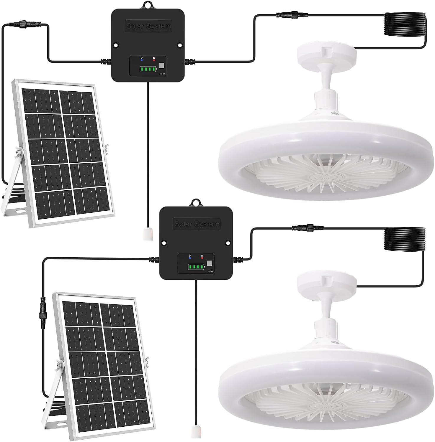 Photo 1 of APILAB Solar Ceiling Fan with Light, 2 Pack