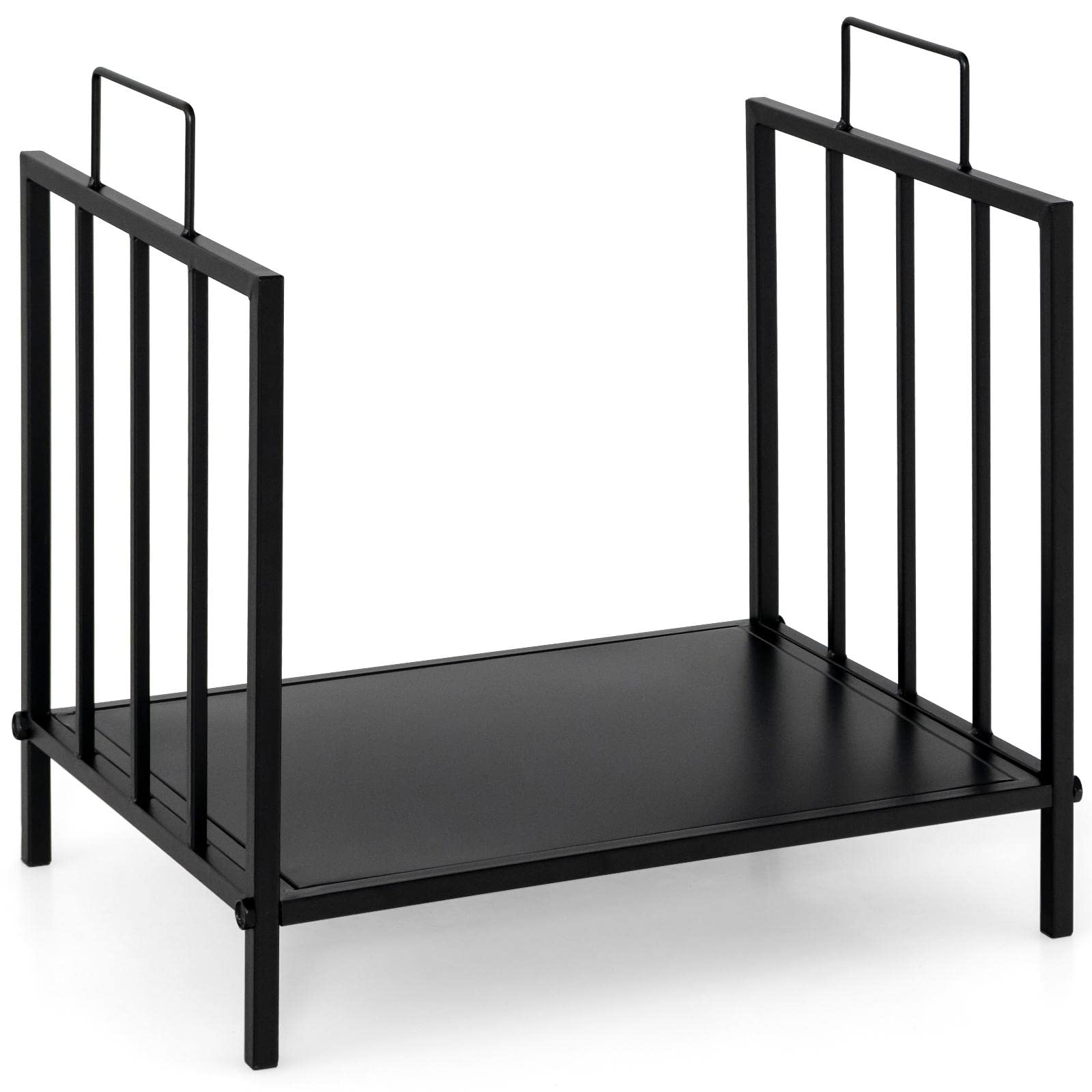 GOPLUS Soporte para Leña con Asa, Porta Leña, Capacidad 50 kg, Aspecto Elegante para Interior Exterior 46 x 31 x 46 cm