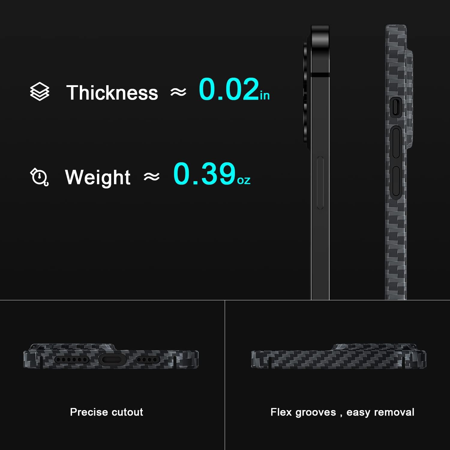 memumi Real Carbon Fiber for iPhone 13 Case, Sturdy Durable Carbon 0.5 mm Slim Fit for iPhone 13 Aramid Fiber Case with Military-Grade Drop Protection Black
