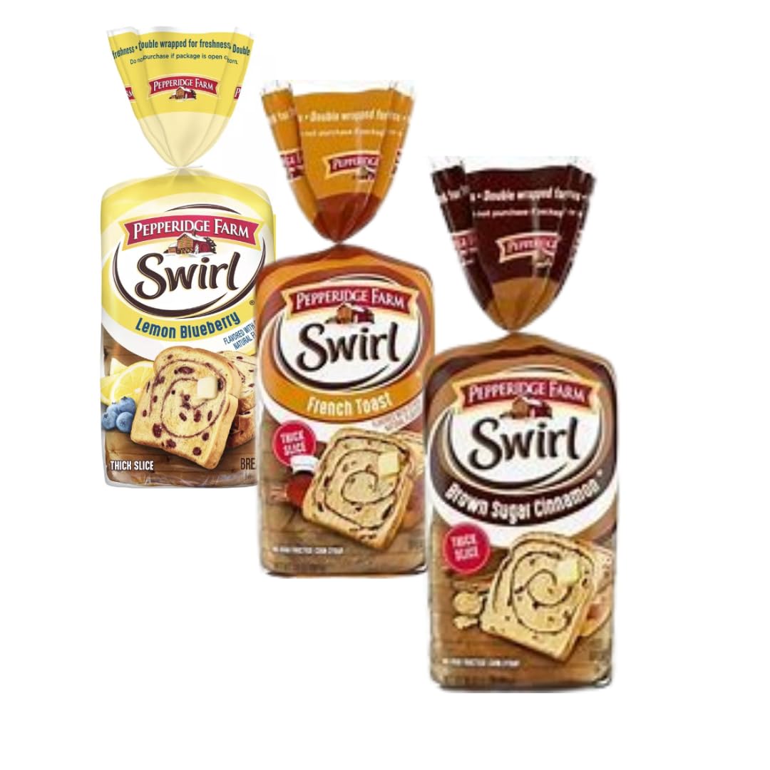 Generic Pepperidges Farm Breakfast Swirl Bread Variety 3 Pack - 14 oz Each of French Toast, Brown Sugar, and Lemon Blueberry