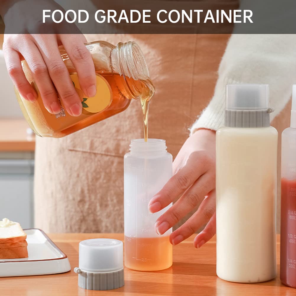 URFEDA Saucenspender 300ml Mit 4-Loch-Aufsatz - Transparente Quetschflasche Für Küche & Restaurant