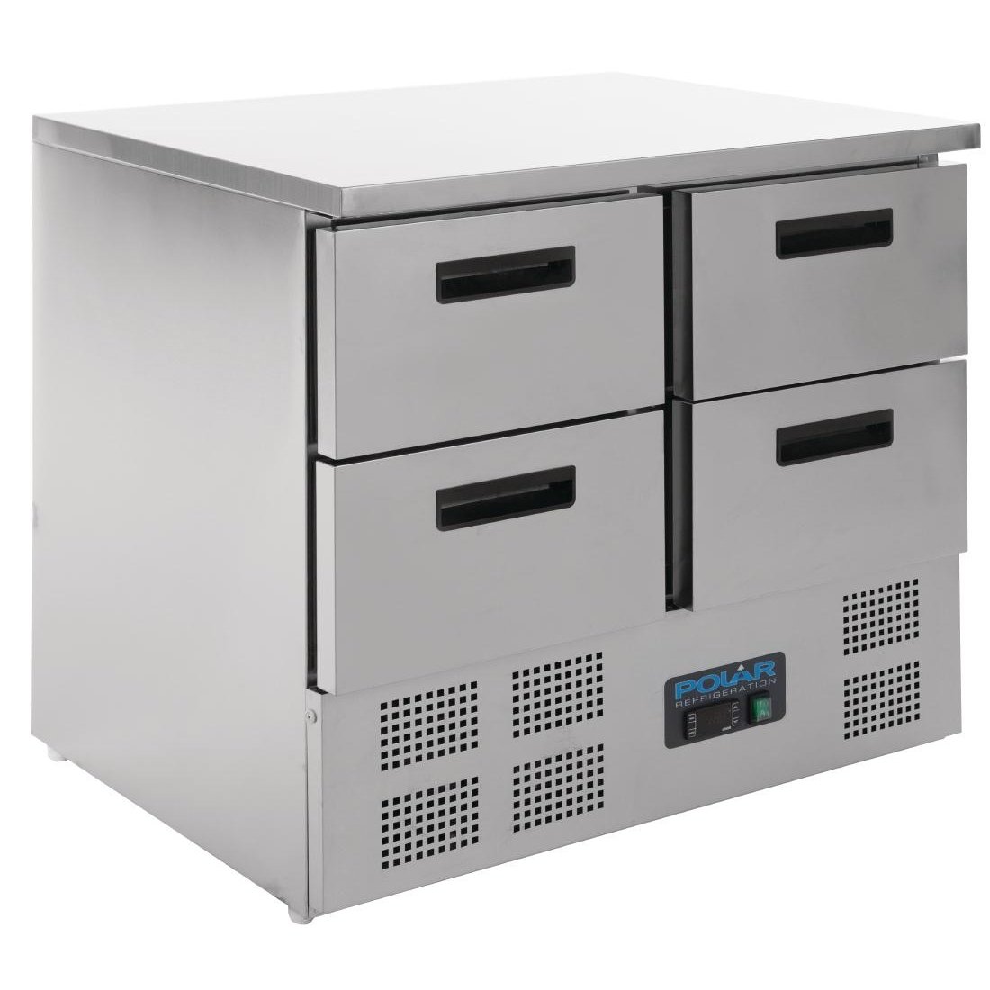 Polar Refrigeration G-Series 155W 4 Drawer Counter Fridge 240 Litre, Stainless Steel, 2°C to 5°C, 880(H)x900(W)x700(D)mm, Fan Assisted Rapid Cooling, Energy Rating C | U638