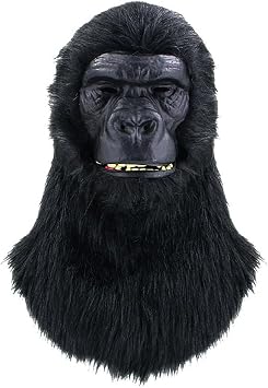 Black Gorilla Mask Chimp Wild Animal Latex Full Head Realistic Masks Fancy Dress Costume for Halloween Party Carnival Festival