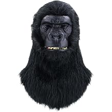 Uudxsv Black Gorilla Mask Chimp Wildlife Latex Full Head Realistic Carnival Masquerade Costume for Halloween Party Festival