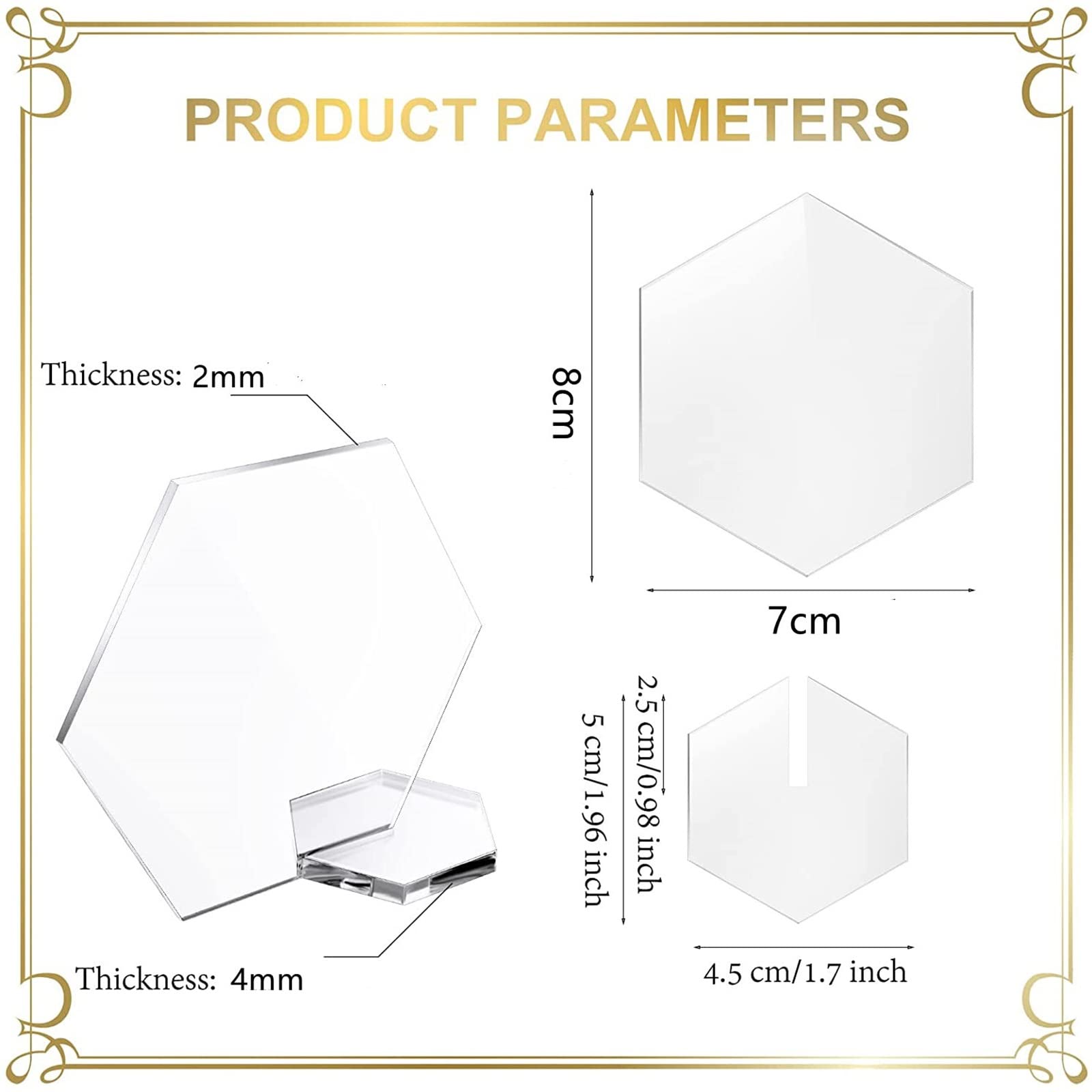 Acryl-Tischnummern, DIY Hexagon Hochzeitsempfang Klare Tischnummernschilder Blanko, Signieren Sie Tischnummern mit Ständer, für Hochzeits-Event-Party-Restaurant-Schilder (Color : S, Size : 1 to 100