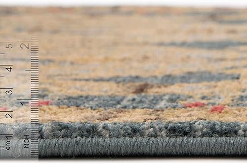 Miniatura 5 de Unique Loom Edinburgh Collection - Alfombra de área (5 pies 3 pulgadas x 8 pies, ovalada, azul marinobronceado)