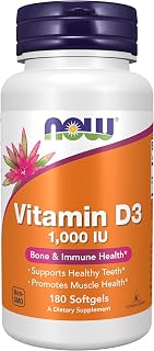 Now Supplements, Vitamin D-3 1,000 IU, High Potency, Structural Support*, 180 Softgels (Pack of 12)