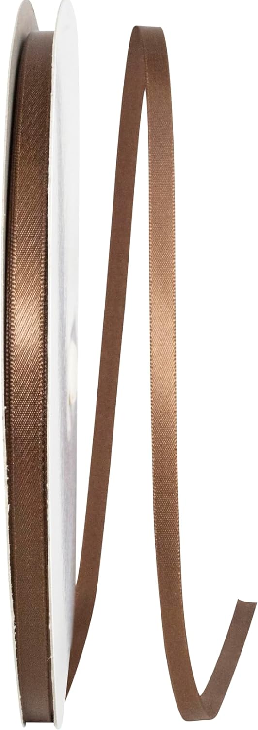 Reliant Ribbon 4950-092-01C Double Face Satin Ribbon, 1/4 Inch X 100 Yards, Brown