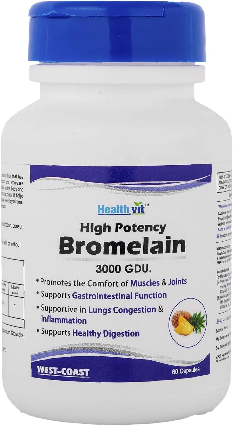 HealthVit Bromelain 3000 GDU 500mg Capsules - 60 Count