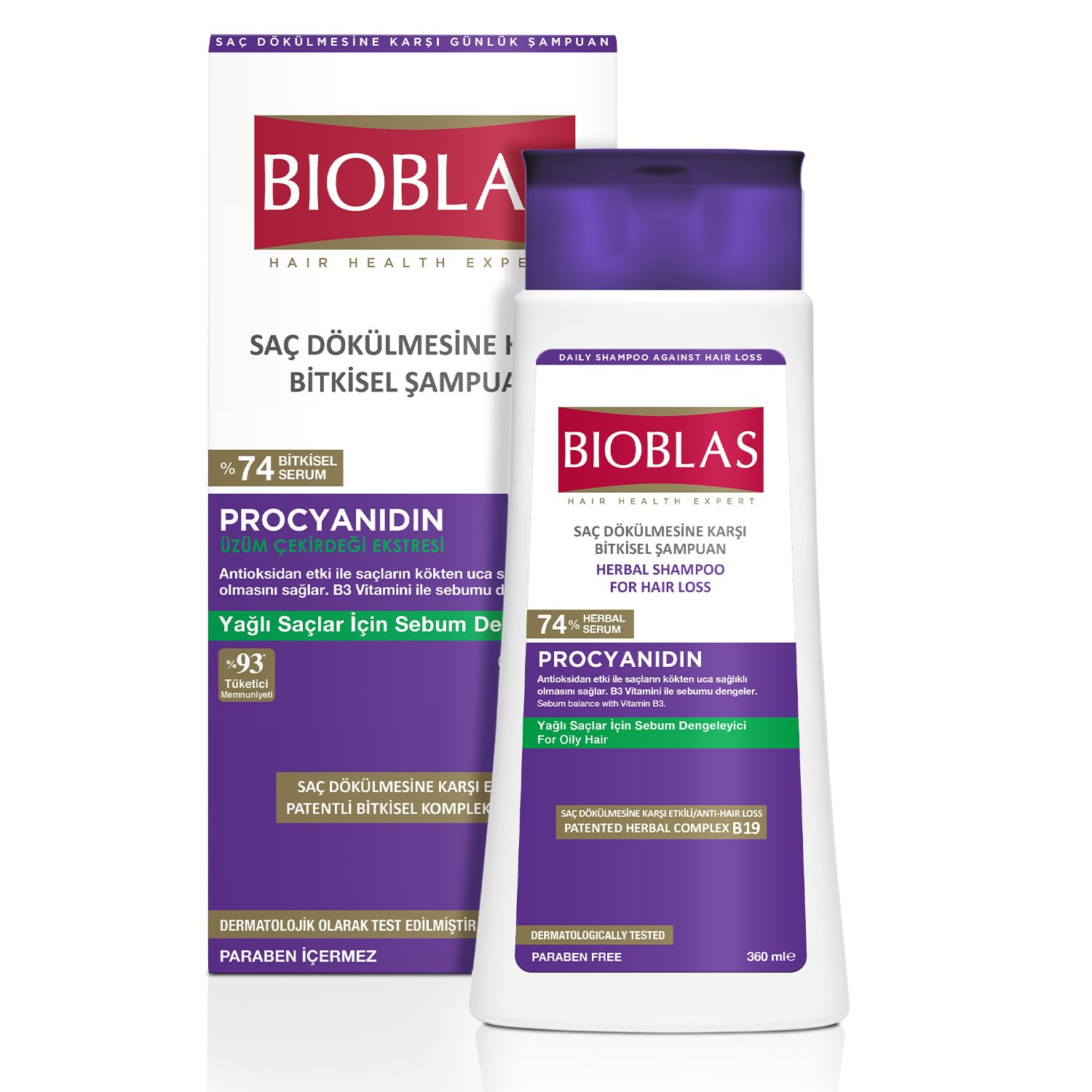 BIOBLAS ANTI HAIR LOSS PROCYANIDIN ANTI GREASY SHAMPOO for oily hair 360ML