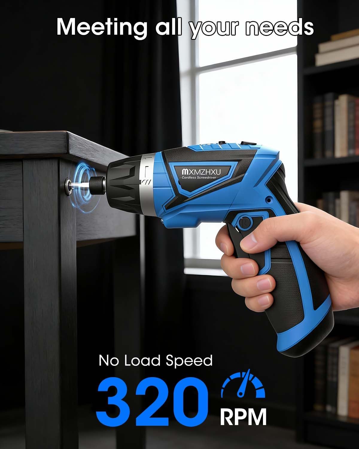 8V Cordless Screwdriver,6+1 Torque Max 10N·m Electric Power Screwdriver with 47 Accessories,180°Pivoting Handle, 2000mAh Rechargeable Screw Gun&Bit Set with LED Light, Flexible Shaft,for Home,Office - Image 5