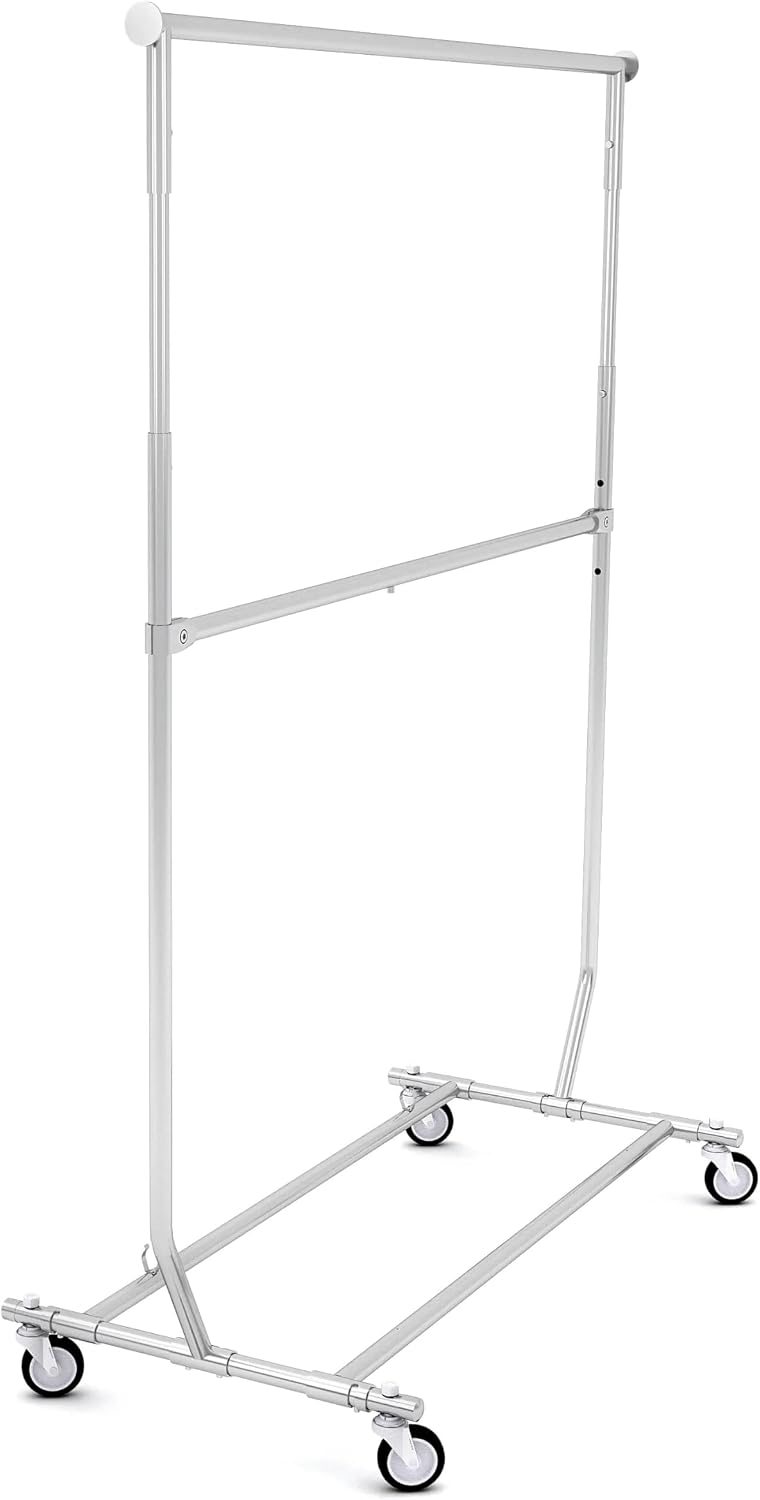 Econoco Product Bundle - Heavy Duty Collapsable RCS/2 Rolling Rack with Add-On Hangrail