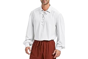 Pirate Shirt Men Renaissance Faire Costume Medieval Victorian Shirt Vampire Gothic Steampunk...