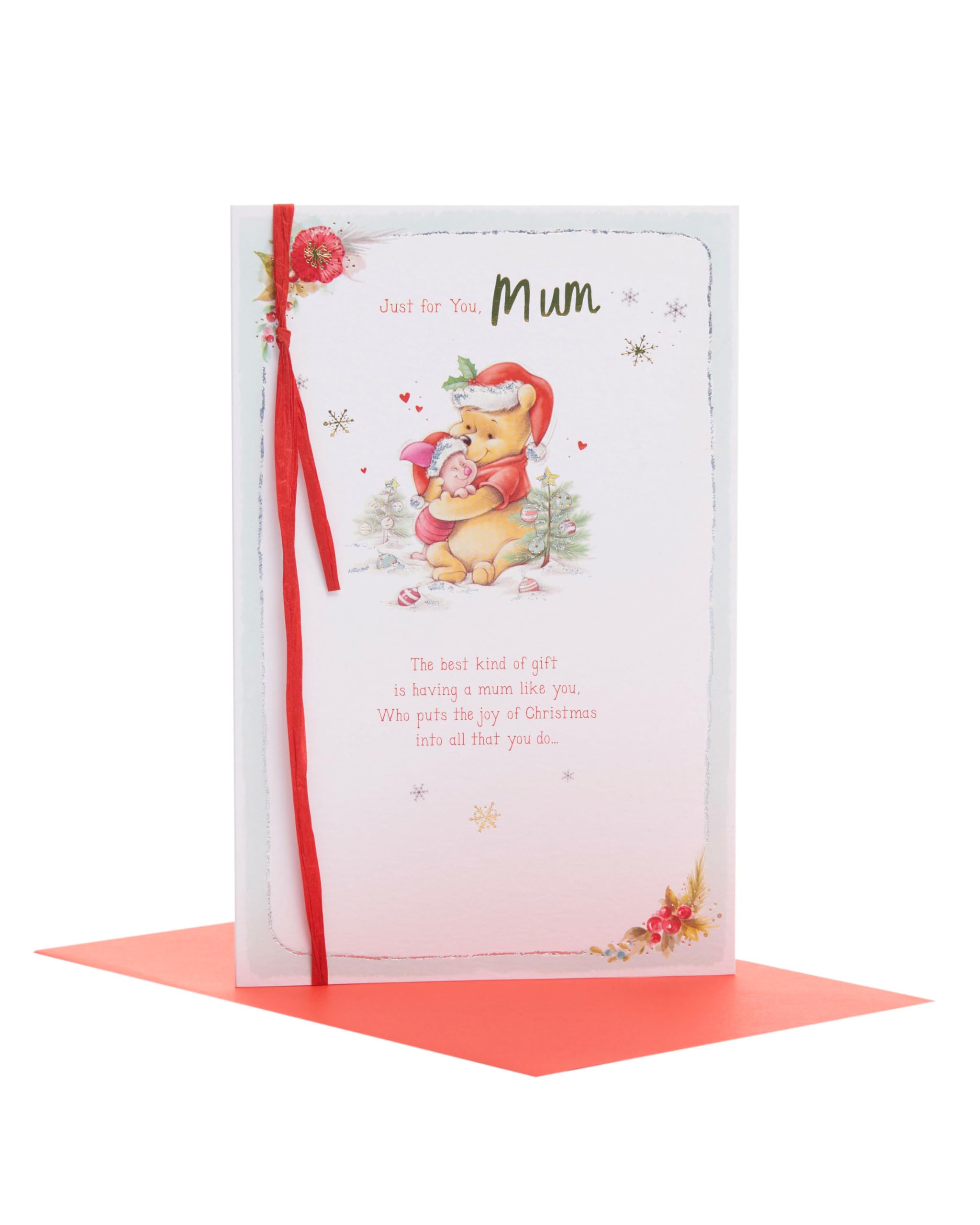 UK Greetings Disney Winnie The Pooh Christmas Card for Mum - Pooh & Piglet Design