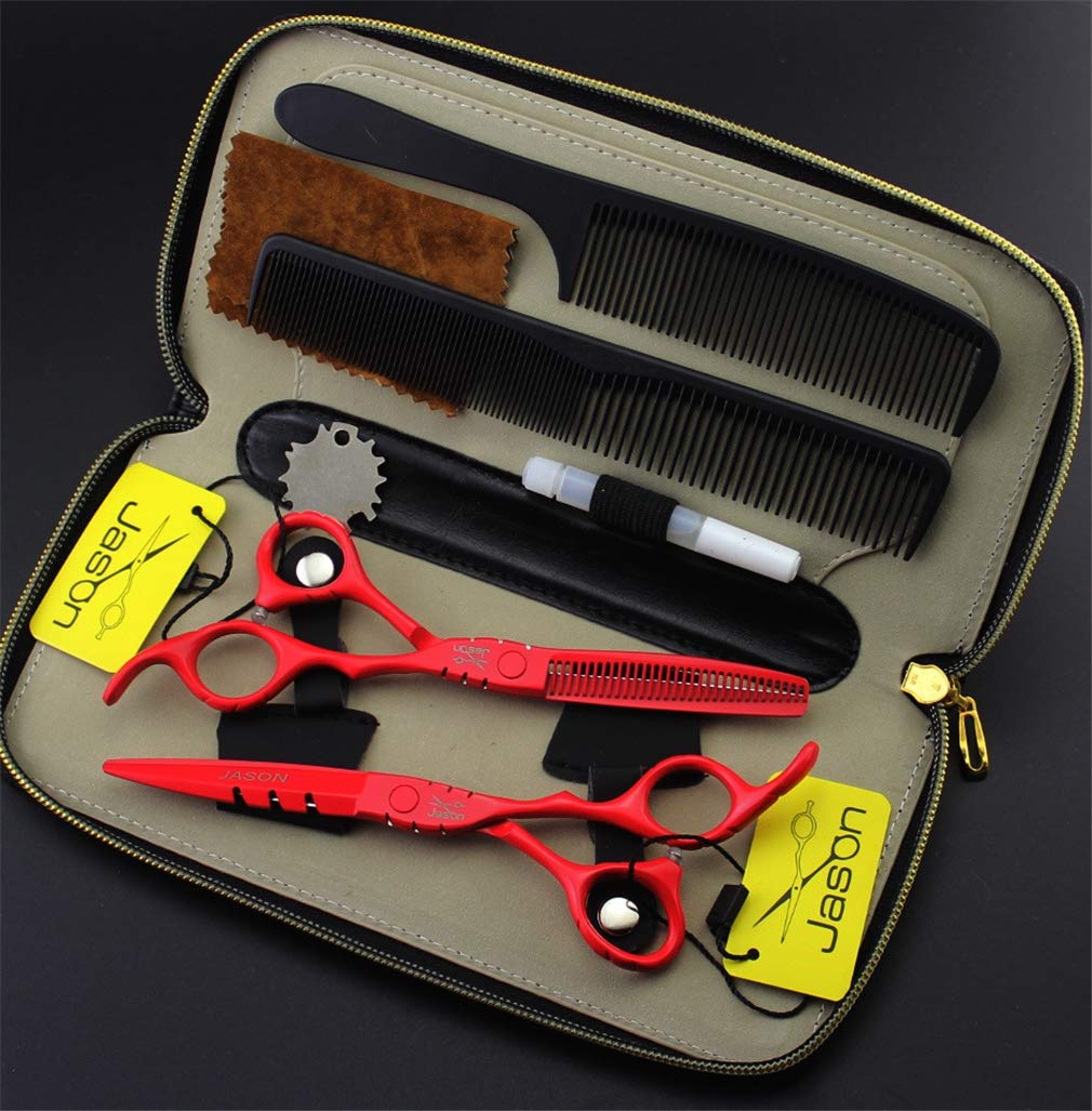 5.5/6.0 Zoll Profi Friseurschere Set japanischen Edelstahl Bartscheren Ausdünnung Schere Männer Frauen Haar Home Use Barber,6.0