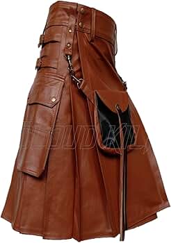 CLOUD KILT'' Custom Made Real Leather Kilt with Sporran Bag