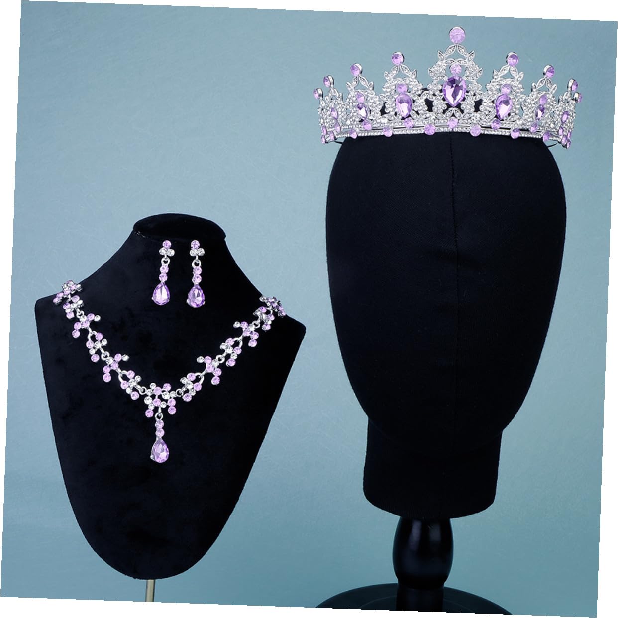 VALICLUD Conjunto de Joyas de Novia Collar Dijes para Mujer Pendientes Colgantes de Gemas de Imitación Tiara de Joyas para Boda