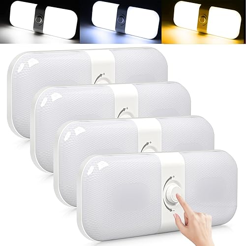 Vista 16 de CT CAPETRONIX Luces interiores de caravana de 1700 lúmenes, 3 colores TEM luces de cámper, regulables de 12 V, luz LED de techo para caravana, luz