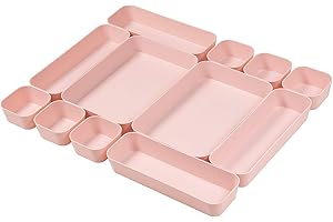 12-Piece Set of Pink Vanity Storage Accessories