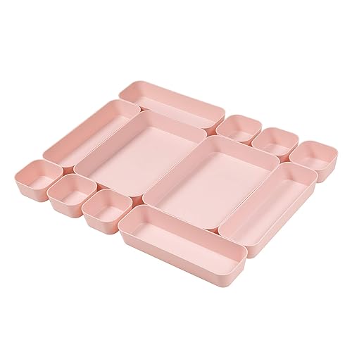 Backerysupply Set Of 12 Pink Color Plastic Desk Drawer Organizers