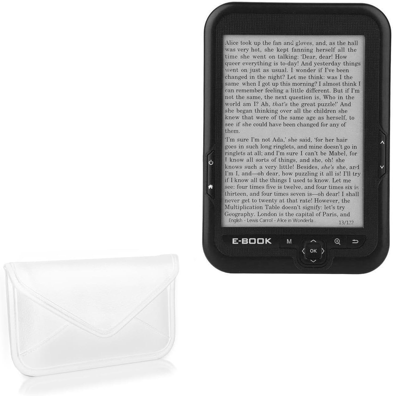 BoxWave Case Compatible with Hakeeta E-Reader (6 in) - Elite Leather Messenger Pouch, Synthetic Leather Cover Case Envelope Design - Ivory White