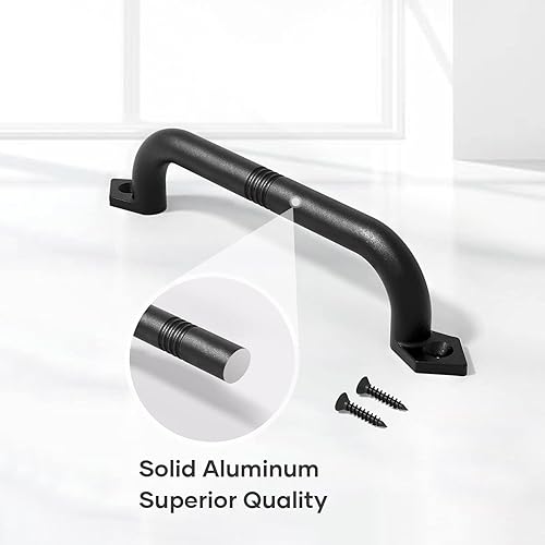 Miniatura 4 de EaseLife Manija de puerta de granero de 10 pulgadas, agarre de hierro fundido negro rústico, manijas de puerta, fácil instalación