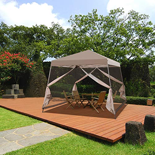 COOS BAY 10x10 Pop Up Canopy with Netting, Slant Leg Shelter, Beige by COOS BAY - Used condition - Image 6