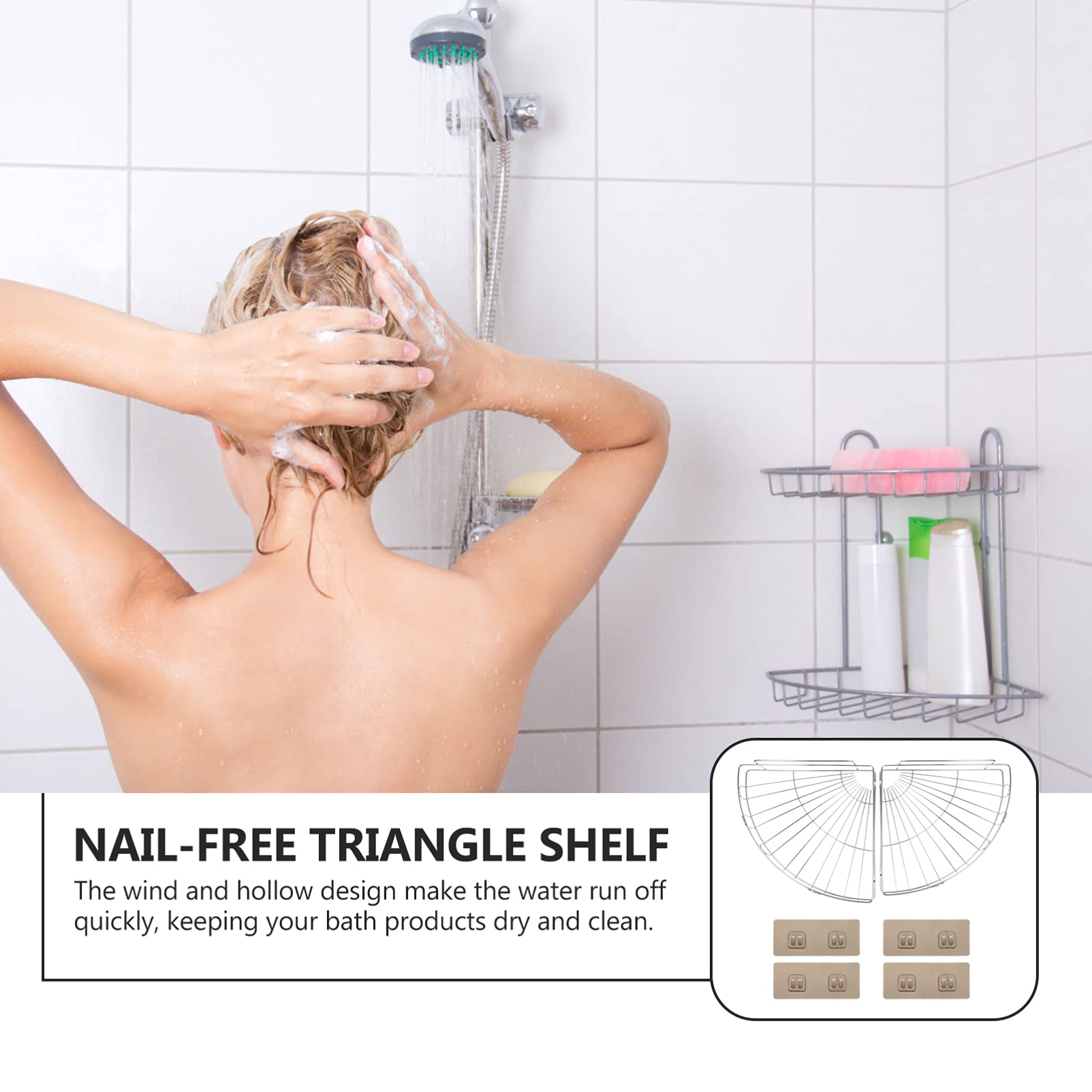 Cabilock 2 Juegos Estante Triangular Cuarto De Baño Cesta Triangular Drenaje Estante Triangular Ducha Estante De La Esquina Del Inodoro Moda Acero Inoxidable Cesta De Baño