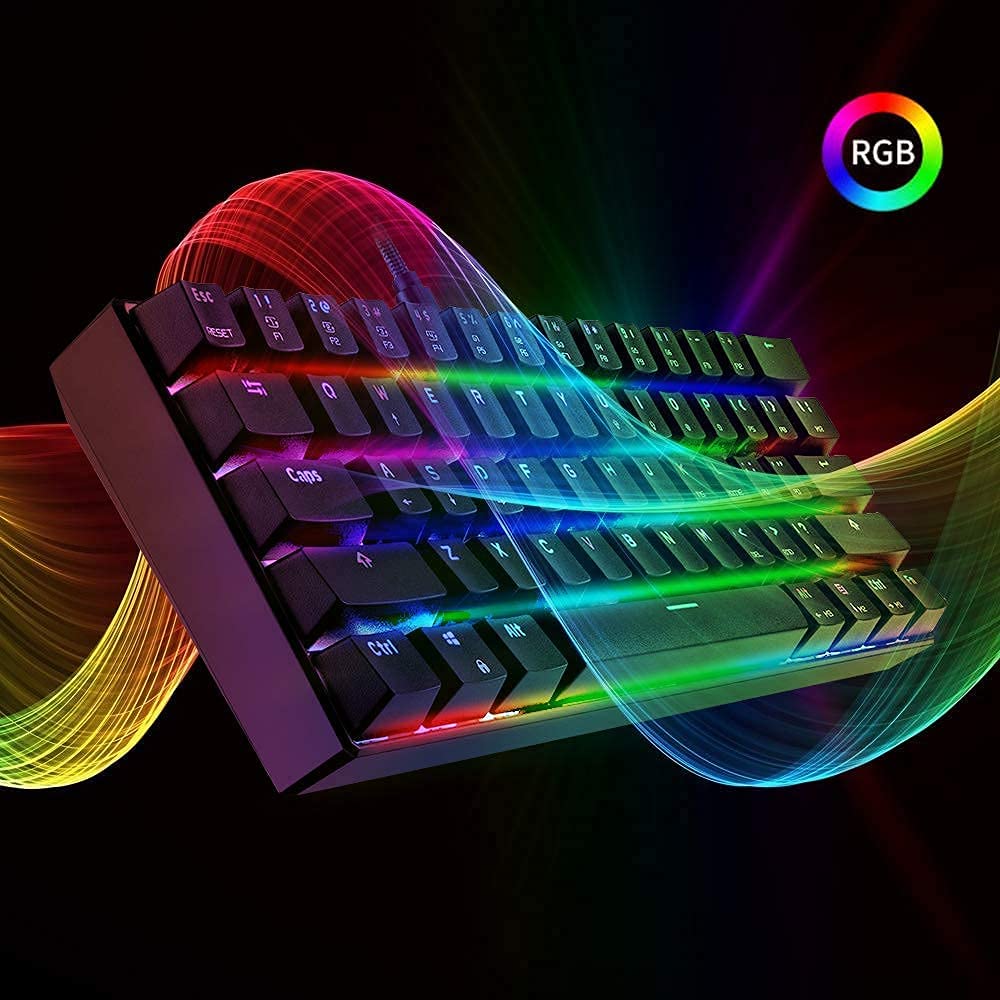 IDOR STORE Tastiera Meccanica Gaming RGB 62 Tasti, 100% Anti-ghosting Switches Blu, Retroilluminazione RGB con 16.8 milioni AY601 Tastiera da Gioco per PC,Mac, COMPATTA PS4 E PS5 ayout Italiano