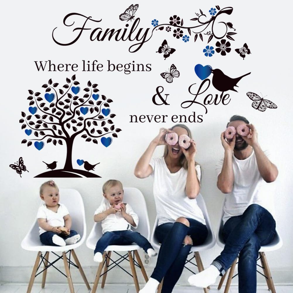 Calcomanías de pared con frases de familia, calcomanías inspiradoras para pared, sala de estar, dormitorio, decoración del hogar, calcomanías de pared, murales de vinilo, calcomanías de arte de pared