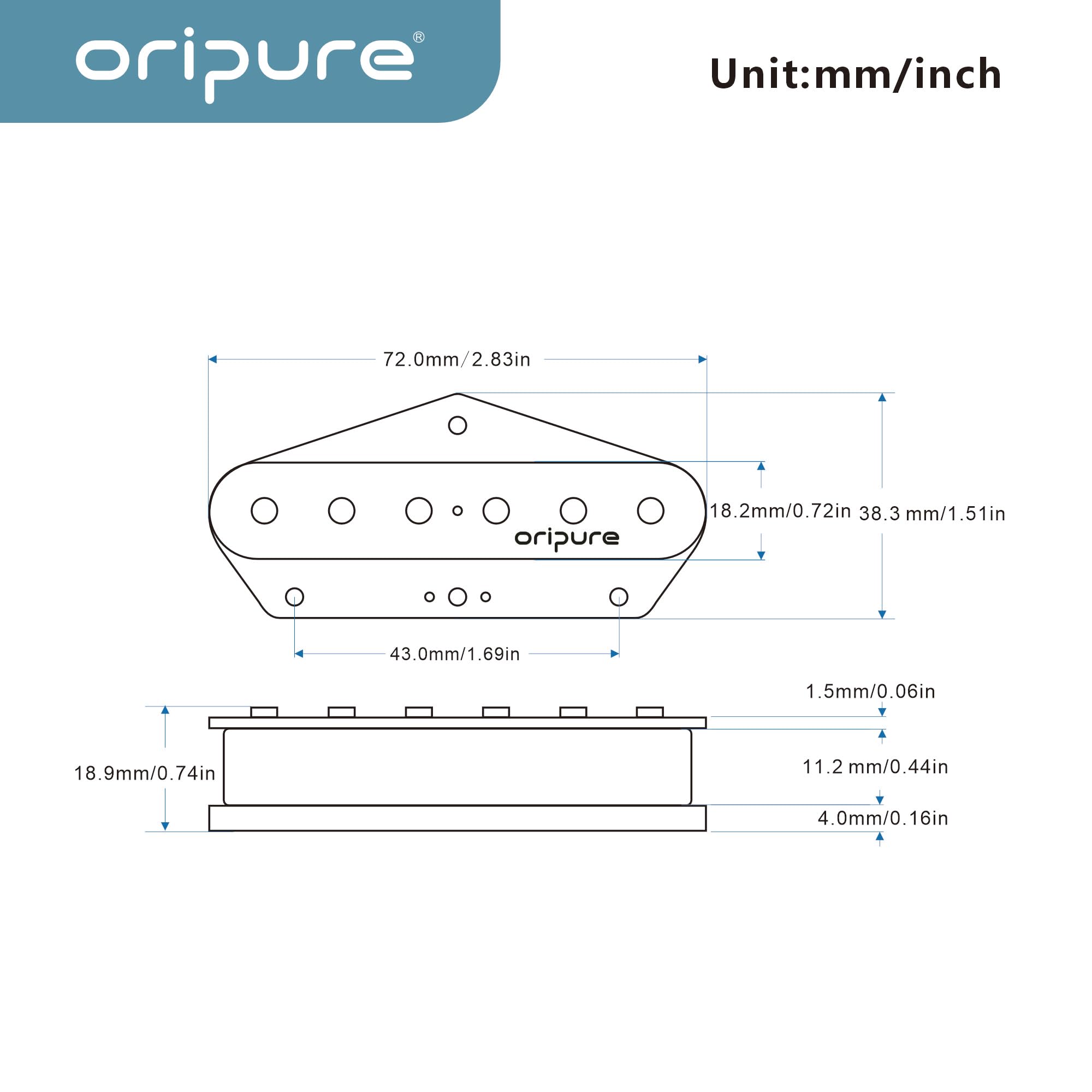 OriPure Vintage Alnico 5 Pastillas de bobina simple Juego de pastillas de puente y cuello de guitarra para reemplazo de pastillas de guitarra TL TE
