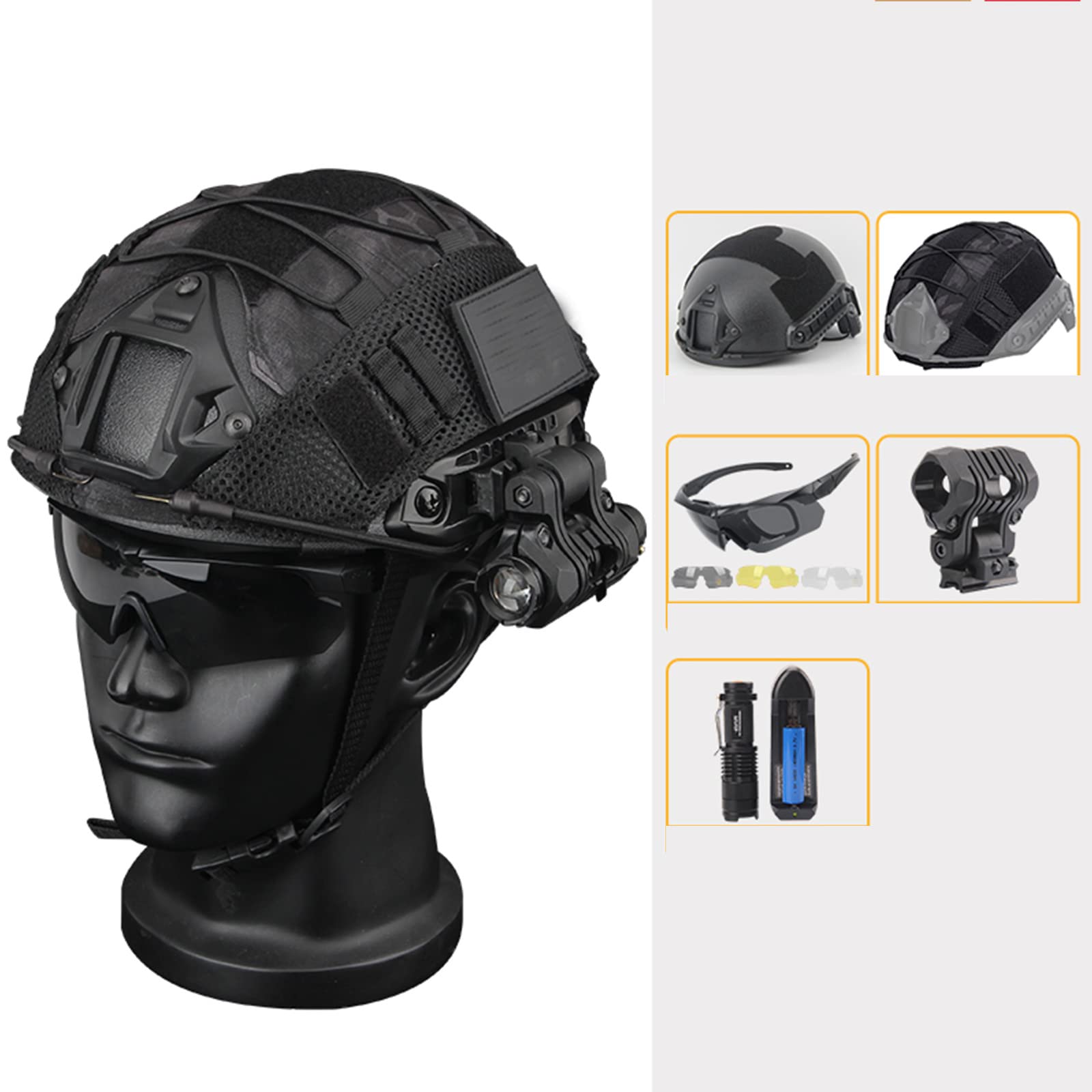 Casque Tactique de Chevalier de Fer médiéval, Casque NVG de Balustrade latérale balistique Militaire, Masque intégral d'airsoft Paintball avec Lunettes de Protection