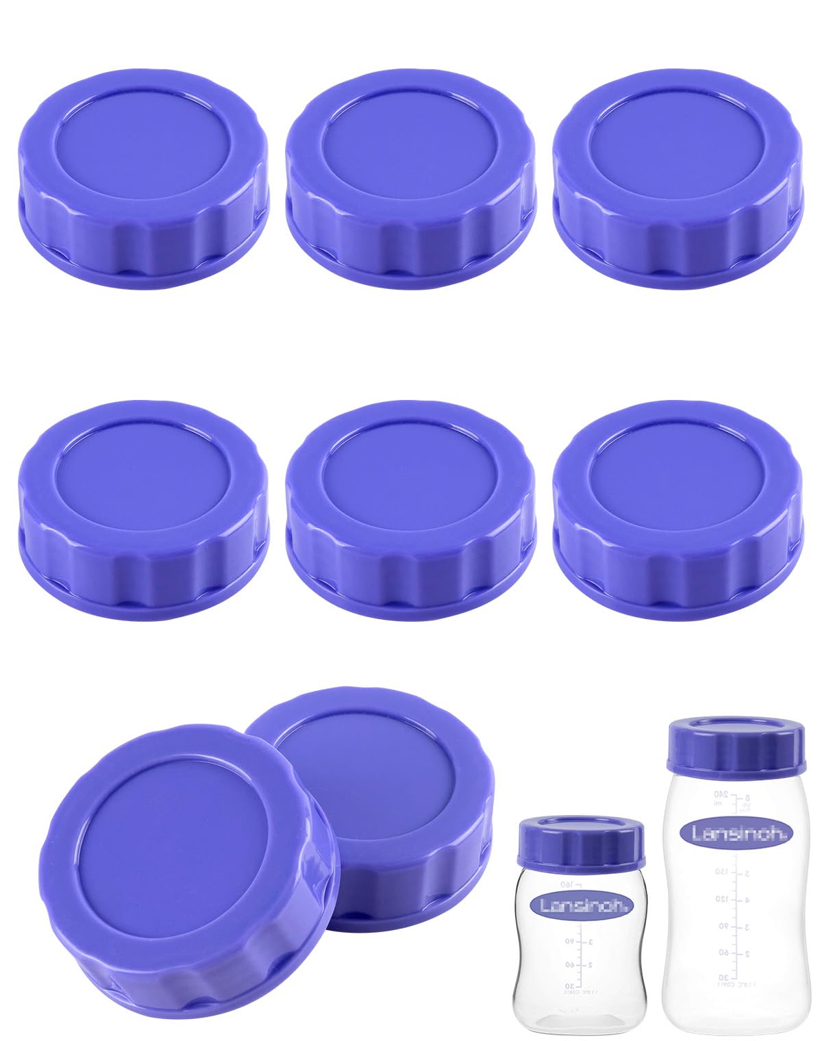 XUNICUTE Baby Bottle Caps Compatible with Lansinoh Bottles, Travel and Storage Bottle Lids Replacement, 8 Count, Purple