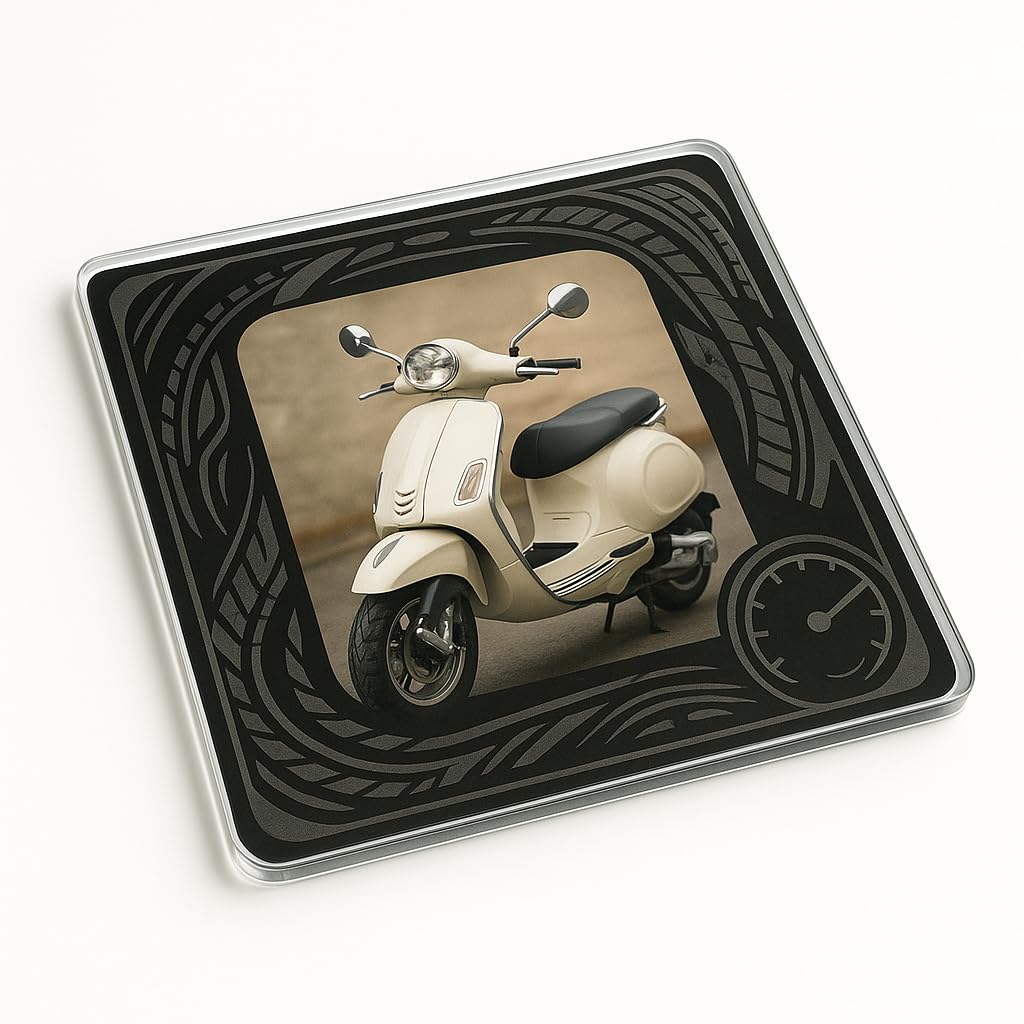 The Plum Penguin Scooter Acrylic Coaster Gift With Custom Photo - Dynamic Motion Frame Design For Adventure Lovers Home Decor