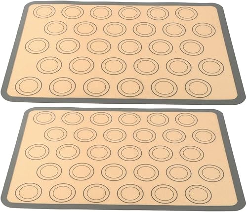 Syuanmuer 2 alfombrillas para hornear macarrones, alfombrilla de silicona antiadherente para hornear, alfombrilla para hornear macarrones, bandejas