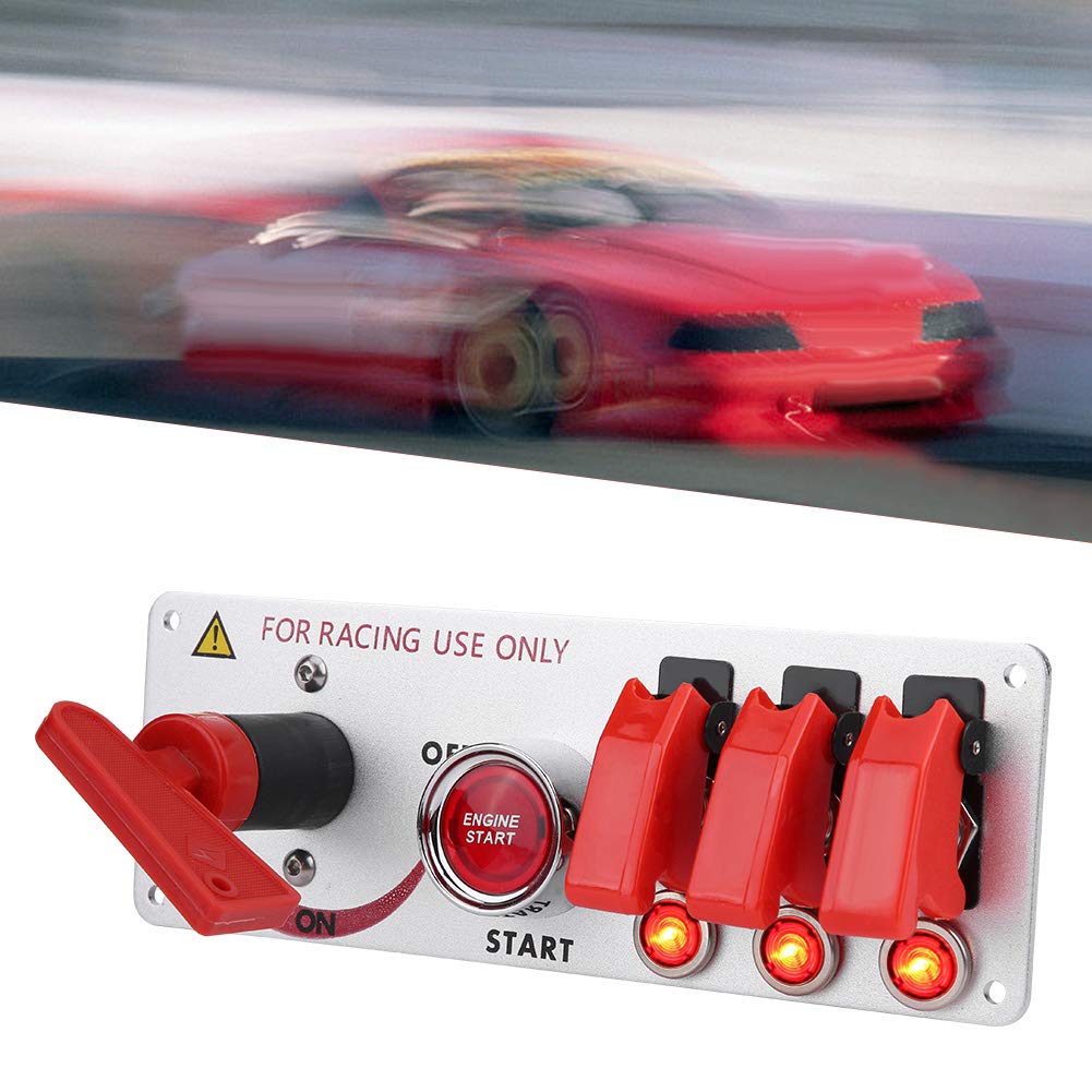 Panel de Interruptor de Encendido de Coche de Carreras de 12 V, Panel de Palanca con Botón Pulsador LED de Arranque del Motor, Panel de Control del Interruptor de Encendido para