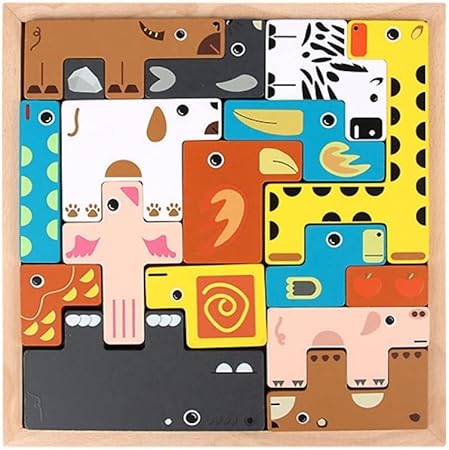 Amazon 木製パズル アニマル テトリス 動物パズル 型はめ 17pcs モンテッソーリ 木のおもちゃ 知育のおもちゃ 木製パズル おもちゃ