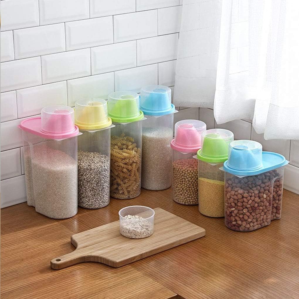 2 Ensemble Pot scellé avec Couvercle Rangement de Stockage Récipient de Distributeur PP PP Cuisine Rice Cereal Preservation Boîte, 3 Ensemble (Jaune 2,5 L)