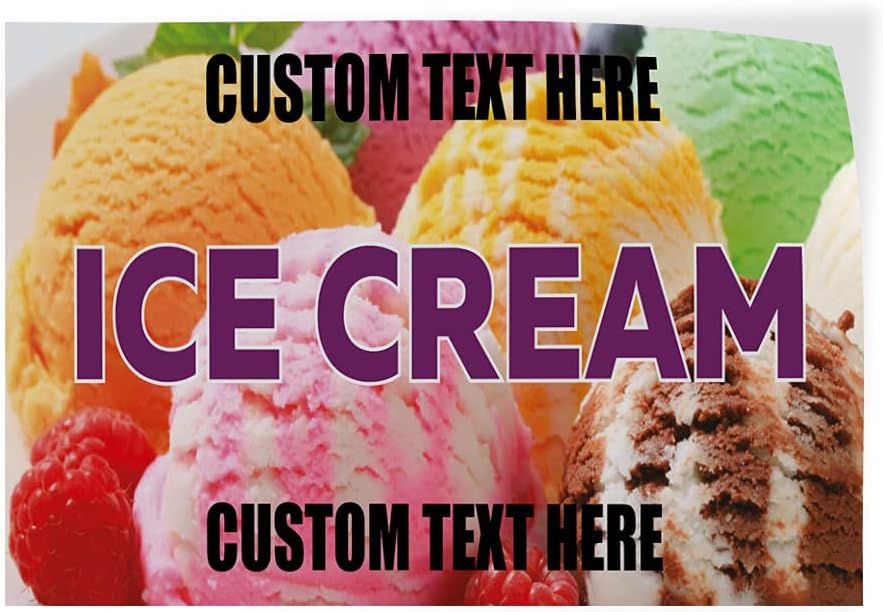Custom Decal Stickers Multiple Sizes Ice Cream #1 Outdoor Advertising Printing Industrial Vinyl Safety Sign Label Ice Cream Personalized Text Here 24x18Inches